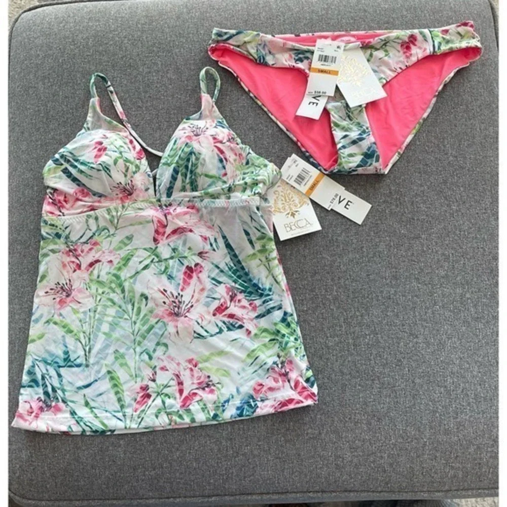 Becca‎ Lush Lagoon Tankini Top amd American Fit Bottoms Size Small